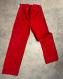 SPLIT BACK JEANS / DEEP RED